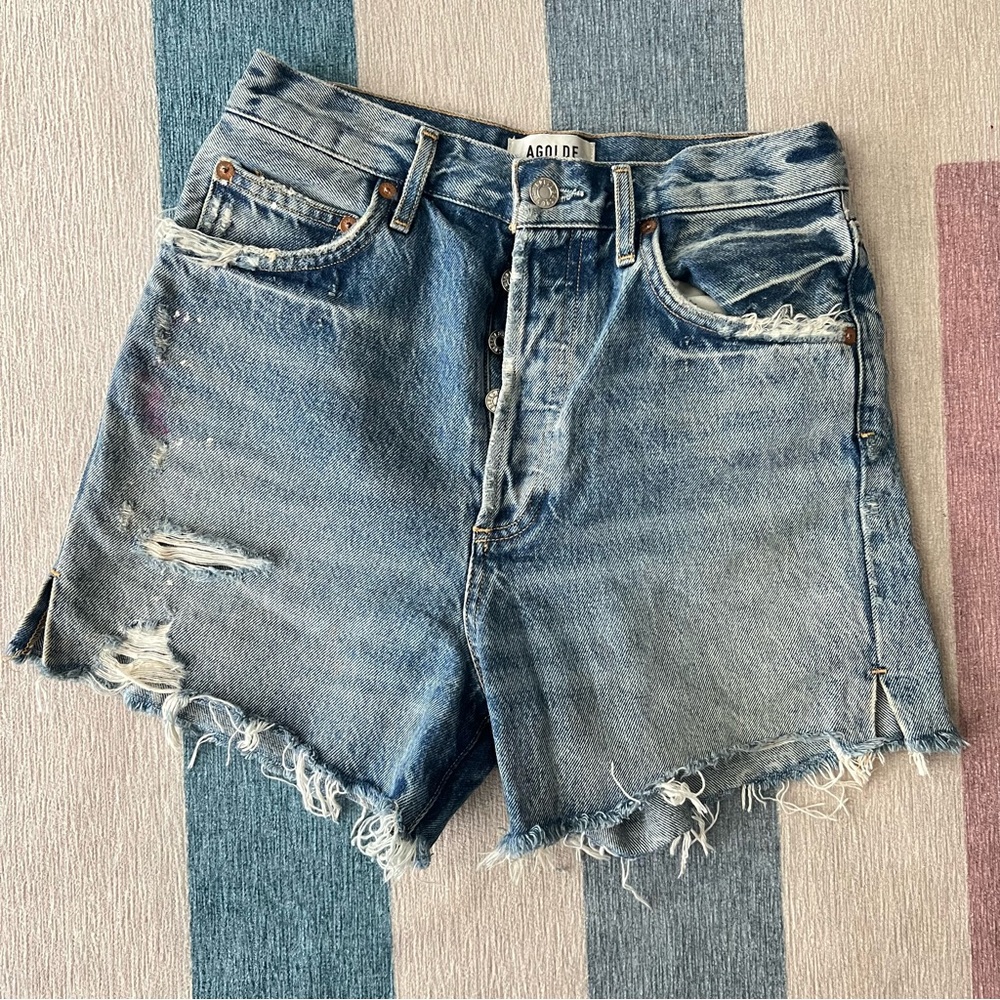 Agolde Blue Jean Shorts High-Waisted Distressed🤎🤎🌊🌊